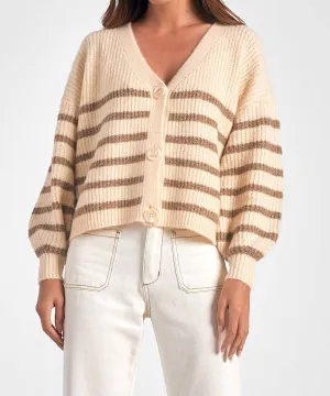 Carmel Streifen-Cardigan in Beige