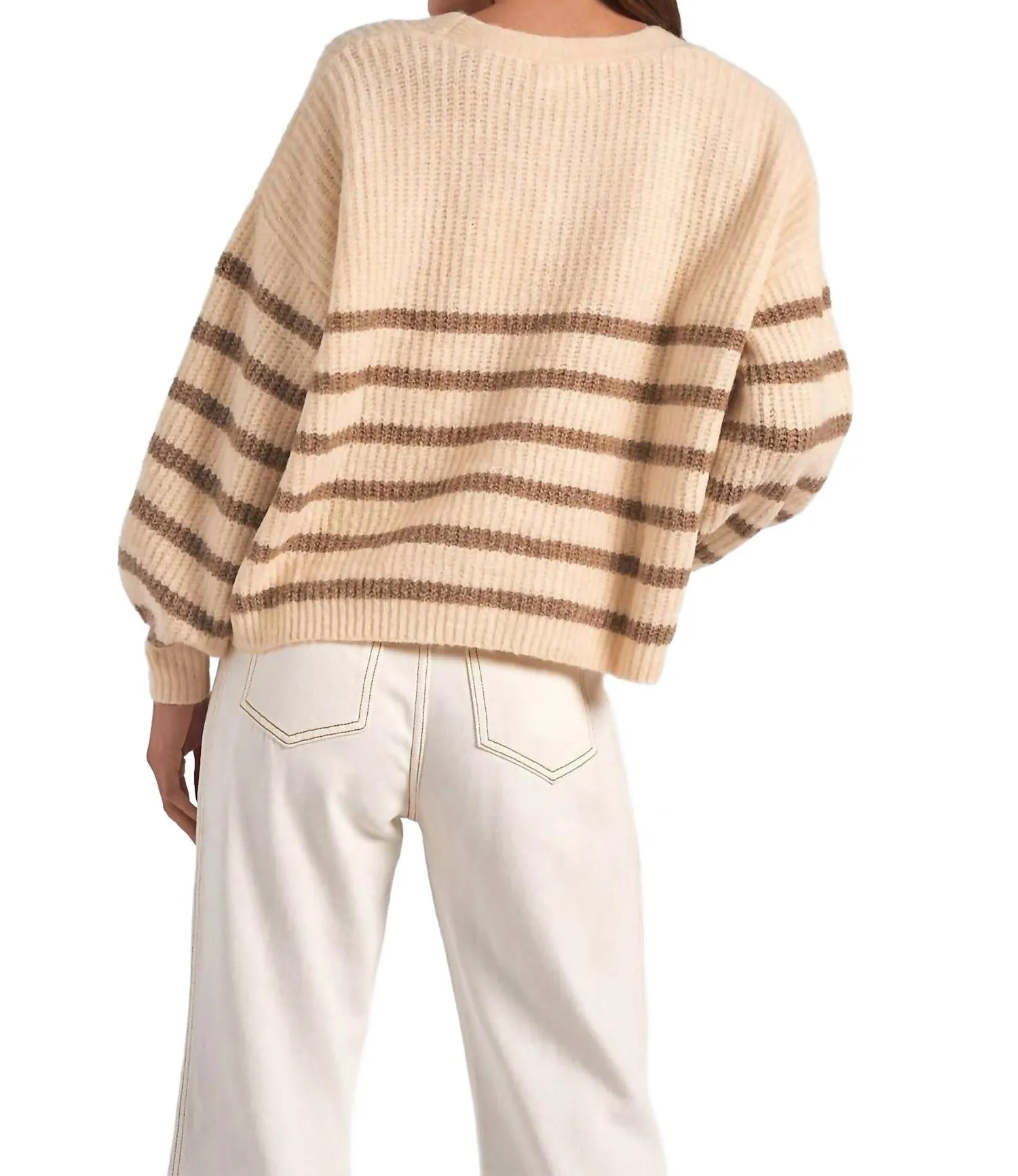 Carmel Streifen-Cardigan in Beige