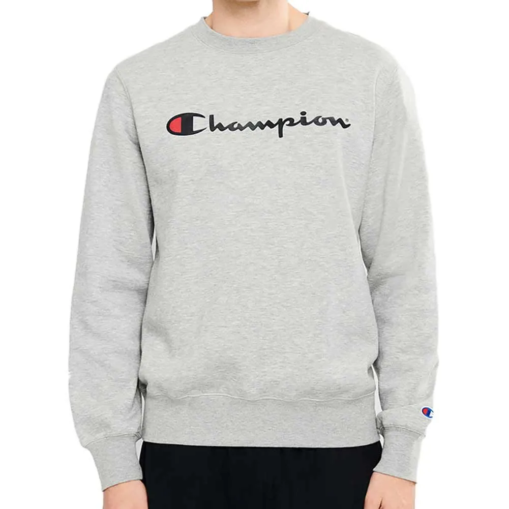 CHAMPION MEN'S SCRIPT OXFORD GRAU CREW SWEATSHIRT