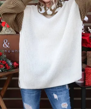 Farbblock-Rollkragenpullover im Leopardenprint