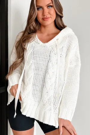 Etwas Neues erschaffen: Rippenstrickpullover mit Kapuze (Elfenbein)