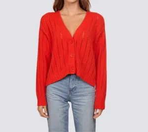 Gekürzter V-Ausschnitt Cardigan in Apfel