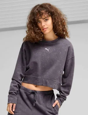 DARE TO Relaxed Washed Crew - Galaktisches Grau