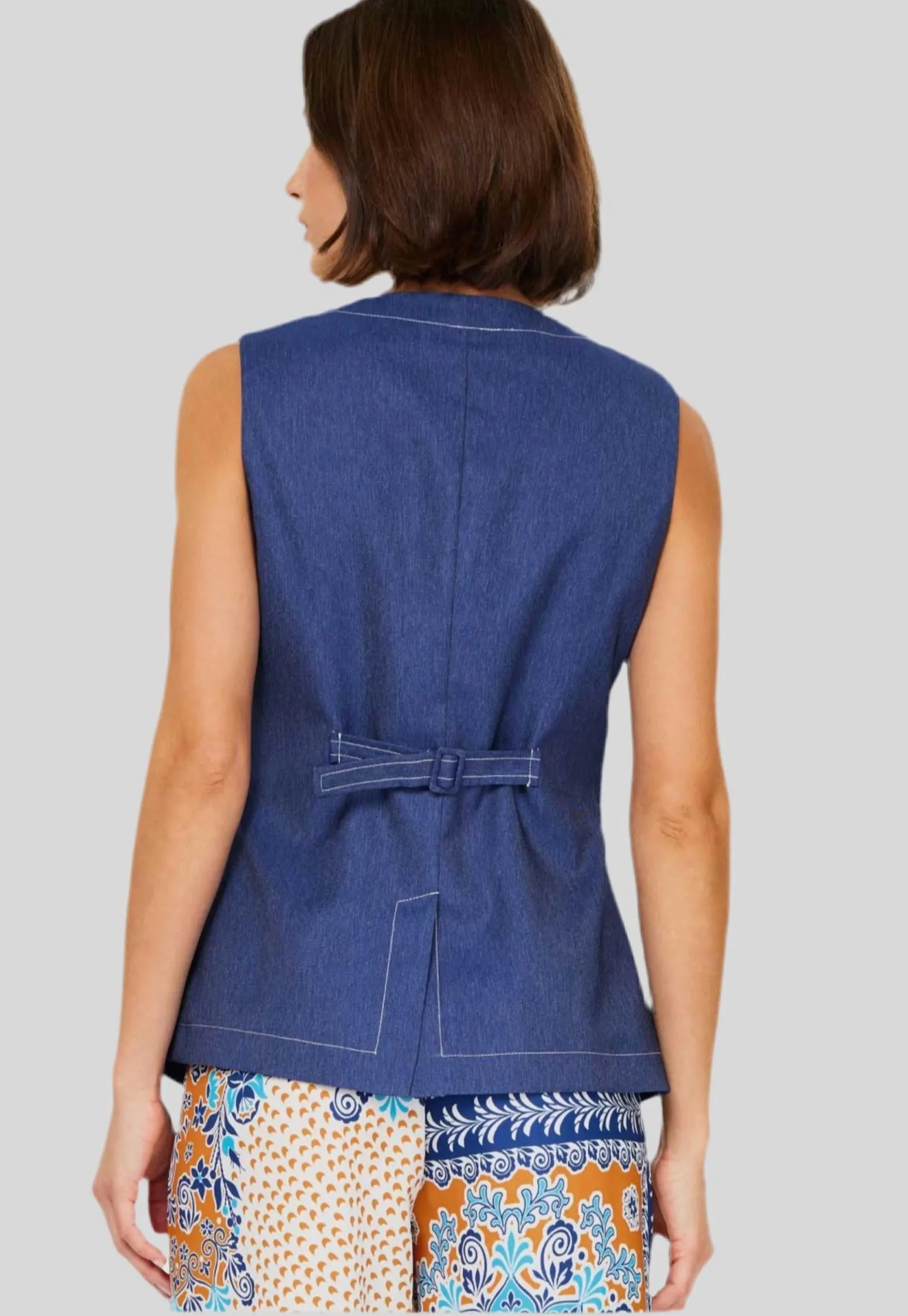 Denim Weste mit Knopfleiste in Blau