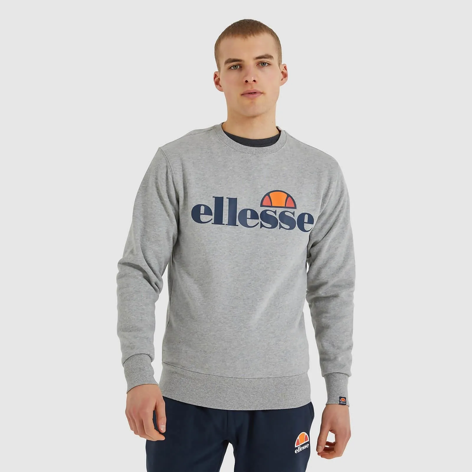ELLESSE HERREN SUCCISO GRAU MELIERTE CREW-PULLOVER