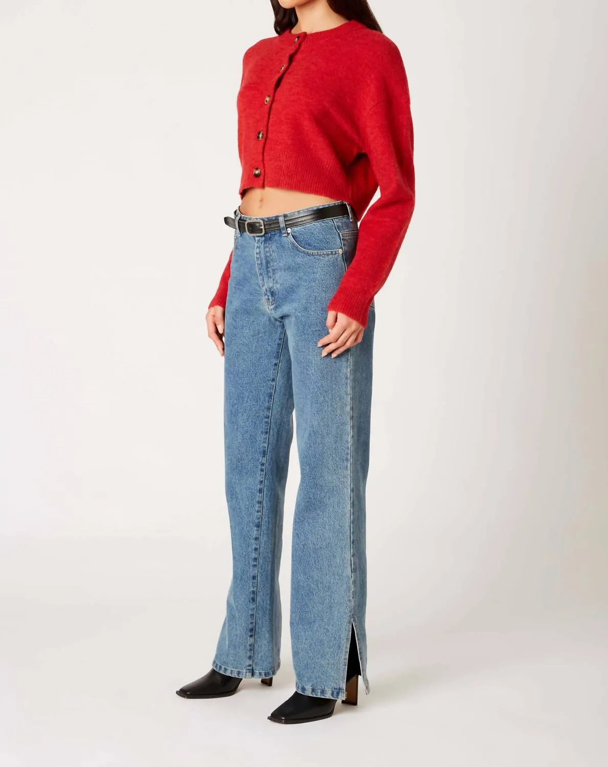 Enzo Crop Cardigan in Rot
