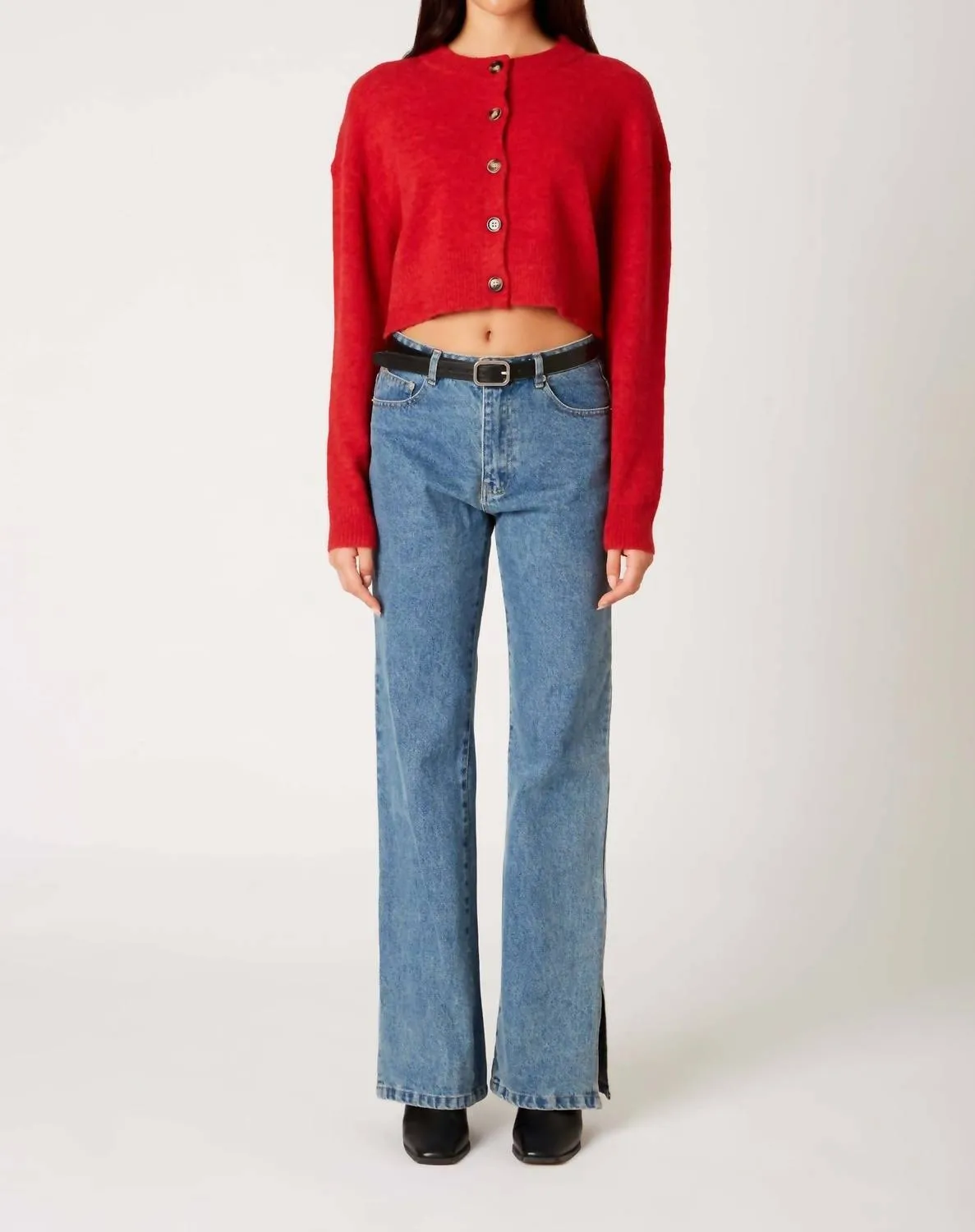 Enzo Crop Cardigan in Rot