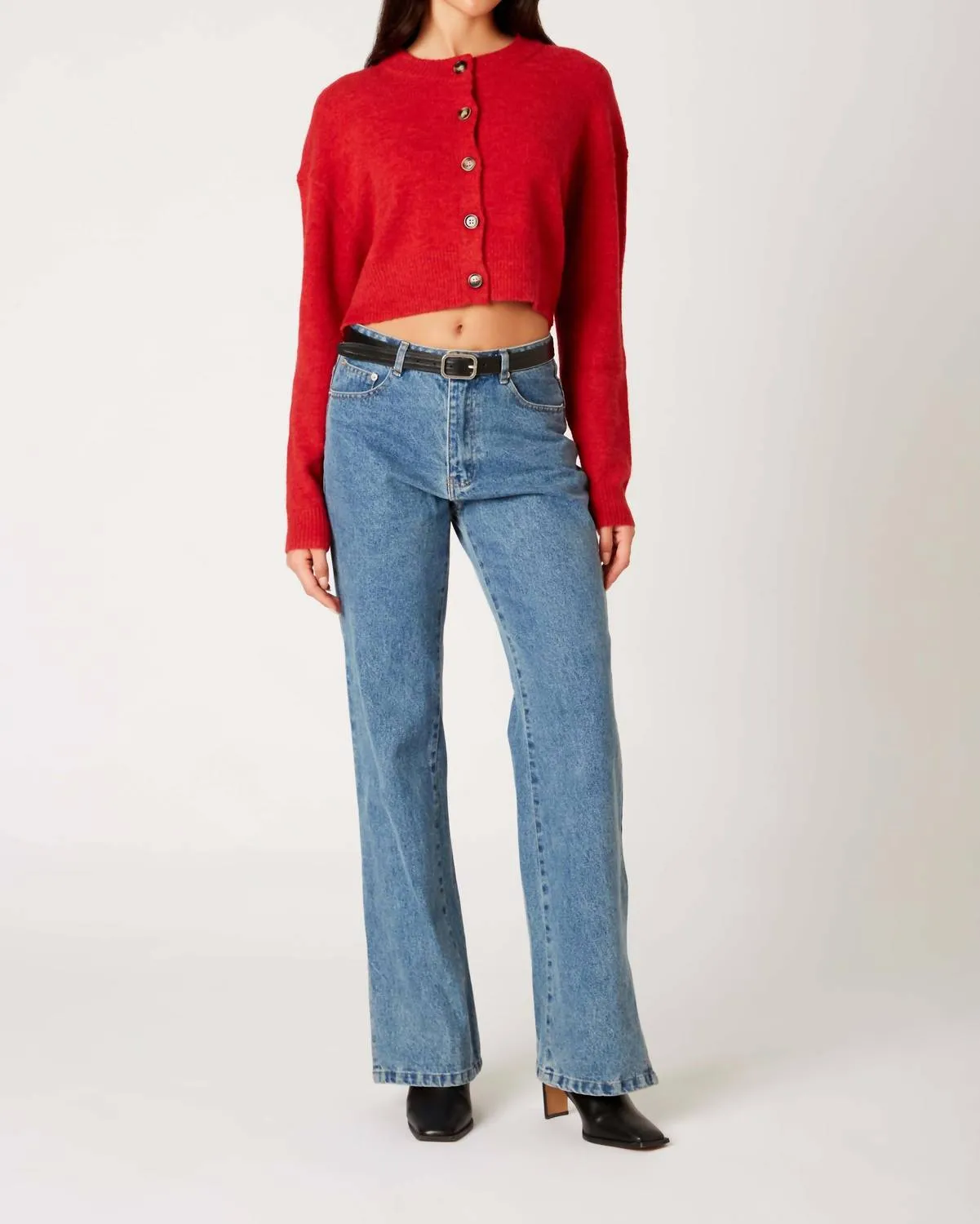 Enzo Crop Cardigan in Rot