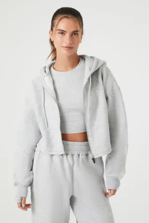 Forever 21 Damen Active French Terry Zip-Up Hoodie Sweatshirt Heather Grau Forever 21