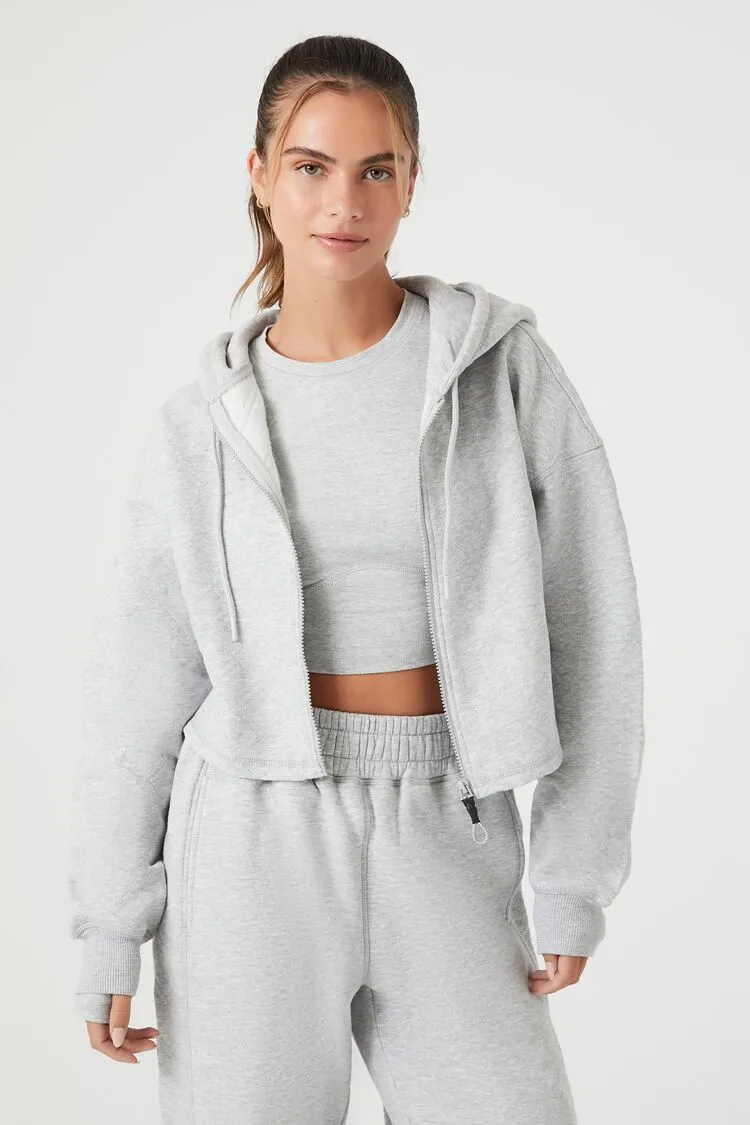 Forever 21 Damen Active French Terry Zip-Up Hoodie Sweatshirt Heather Grau Forever 21