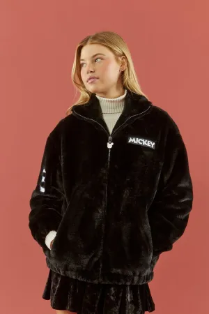 Forever 21 Damen Disney Mickey Mouse Reißverschluss-Jacke Schwarz/Mehrfarbig Forever 21