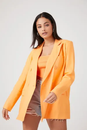 Forever 21 Damen Leinen-Mix Doppelreihiger Blazer Cantaloupe Forever 21