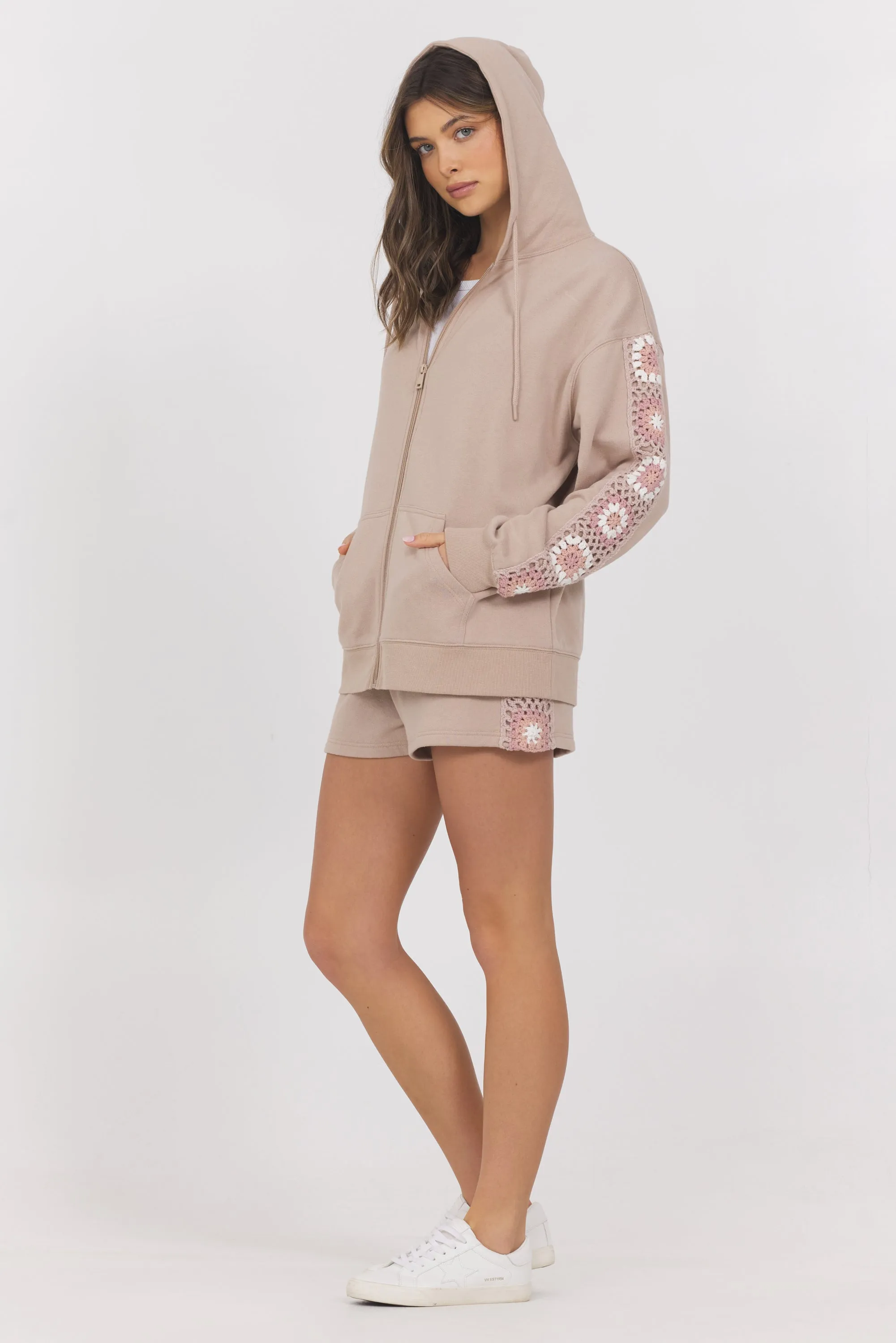 French Terry Reißverschluss-Pullover