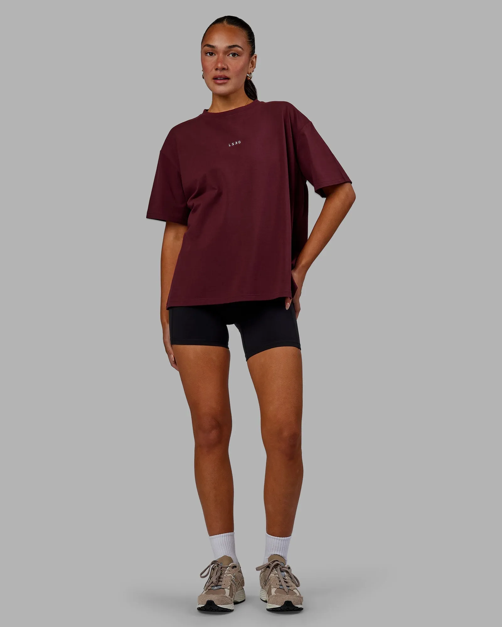 Go-To FLXCotton Übergroßes T-Shirt - Dunkle Kirsche
