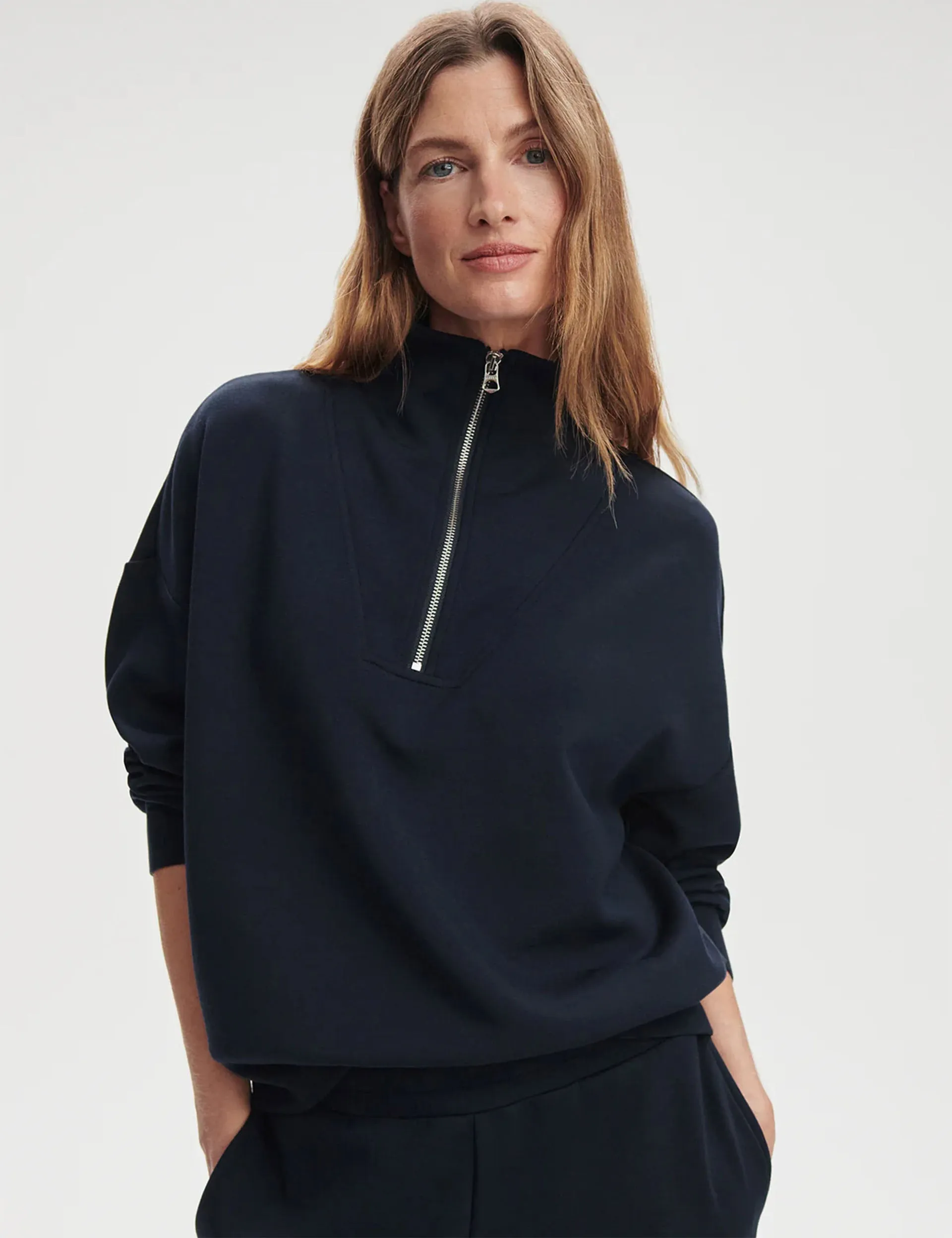 Hawley Halbzip-Pullover - Marineblau