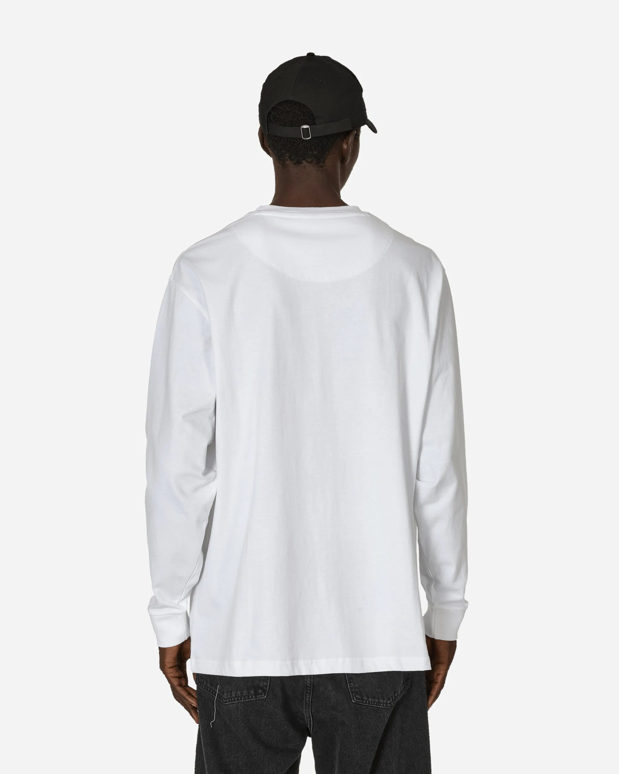 Schwere Klassische Etikettierte Langarm-T-Shirt Tasche Weiß