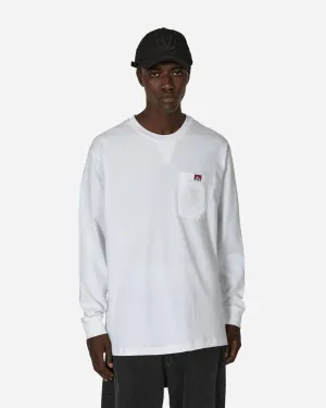 Schwere Klassische Etikettierte Langarm-T-Shirt Tasche Weiß