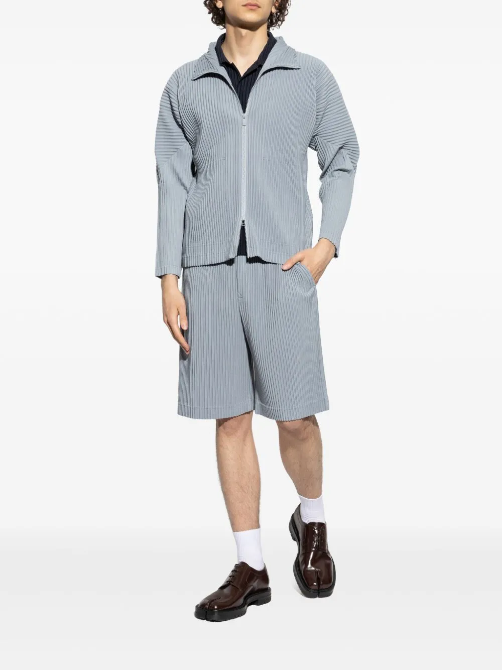 HOMME PLISSE ISSEY MIYAKE - Herren Farbige Plissee Blouson Kleidung_homme-plisse-iss