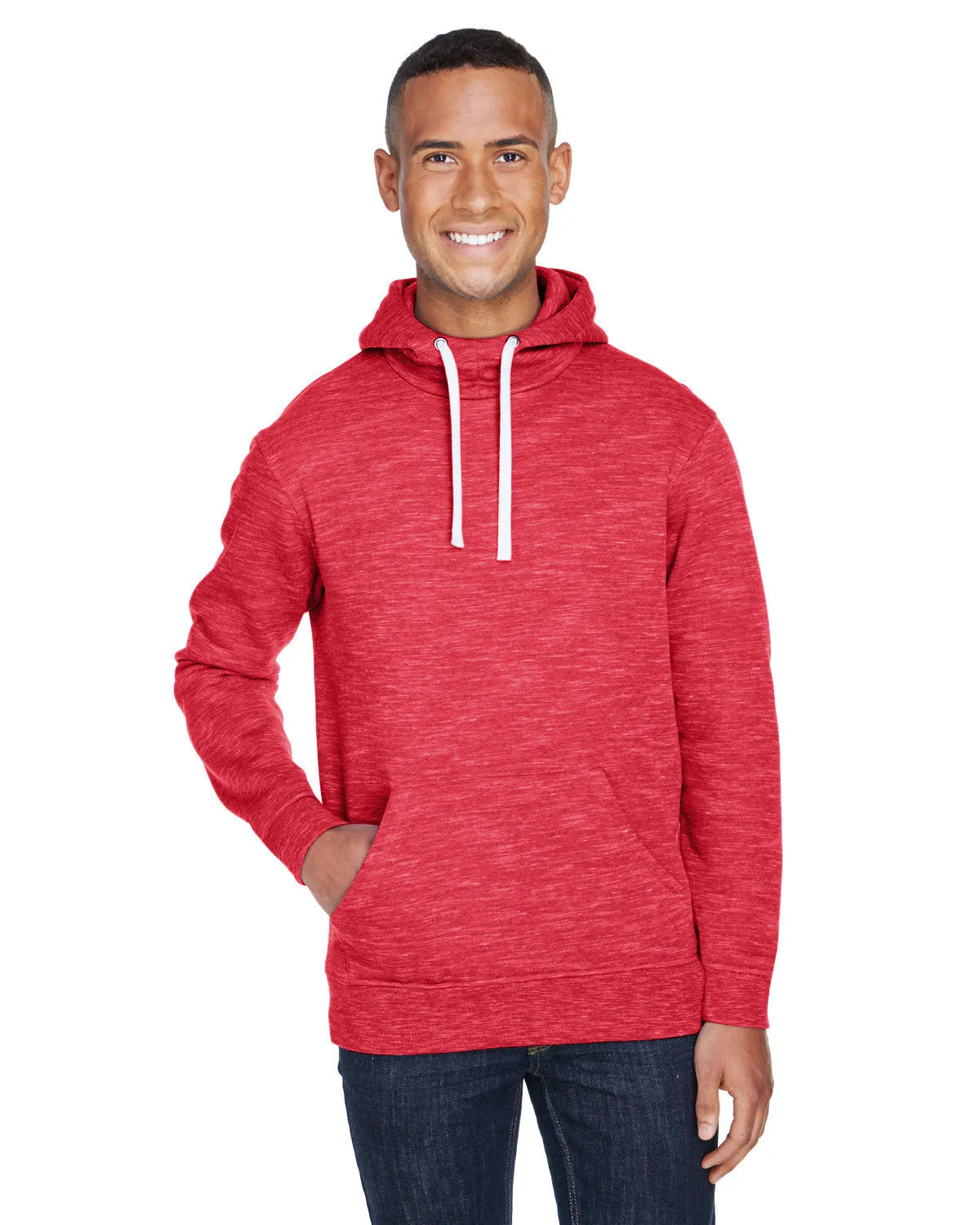 J America JA8677 Erwachsene Melange-Fleece-Pullover mit Kapuze