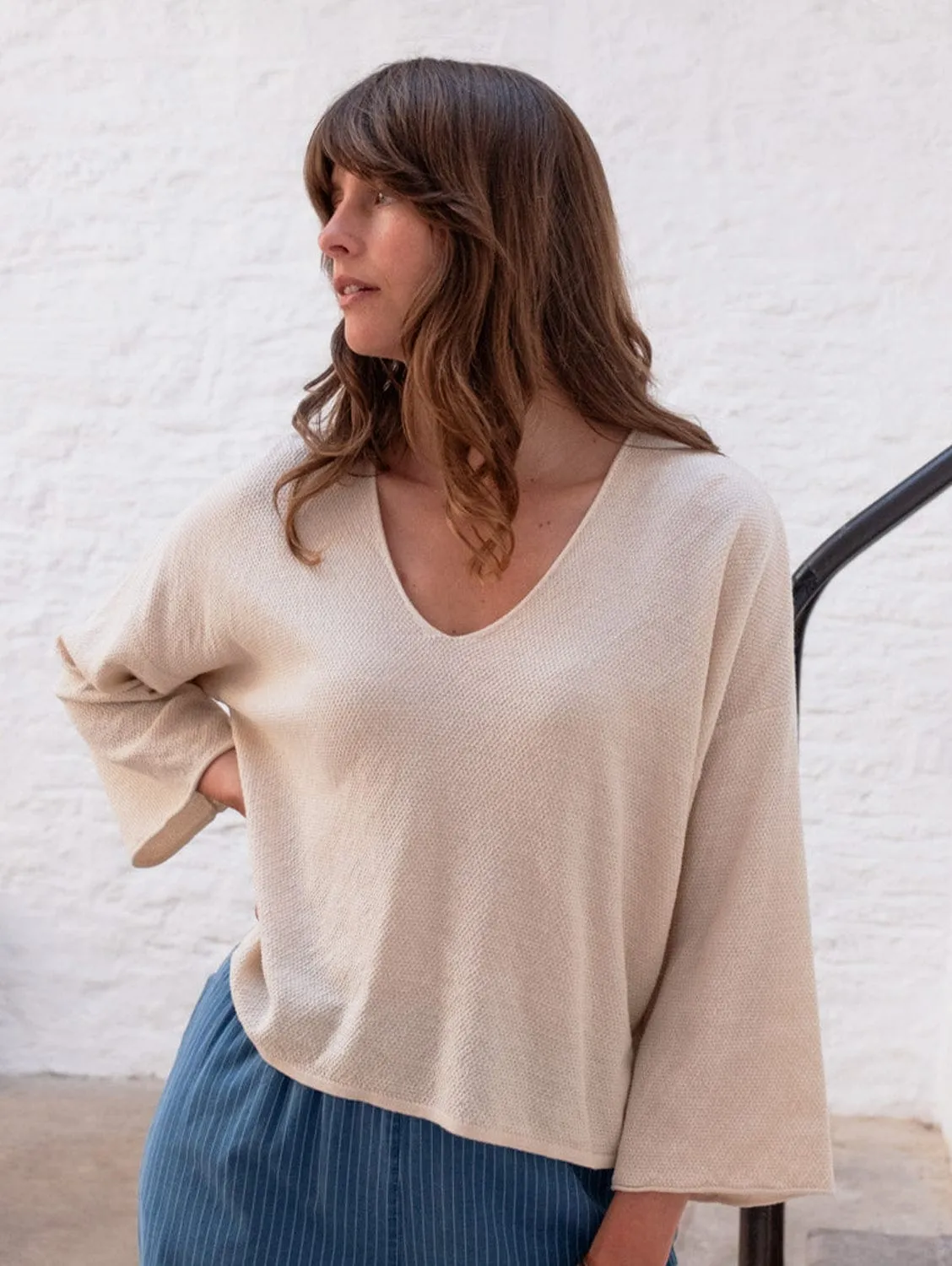 Jody Damen Baumwolle Relaxed Jumper | Ecru