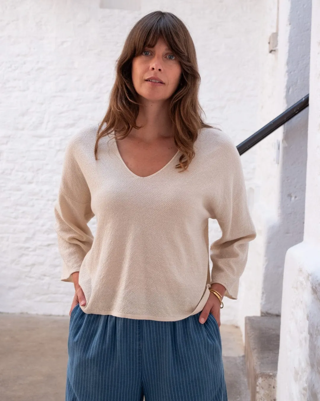 Jody Damen Baumwolle Relaxed Jumper | Ecru