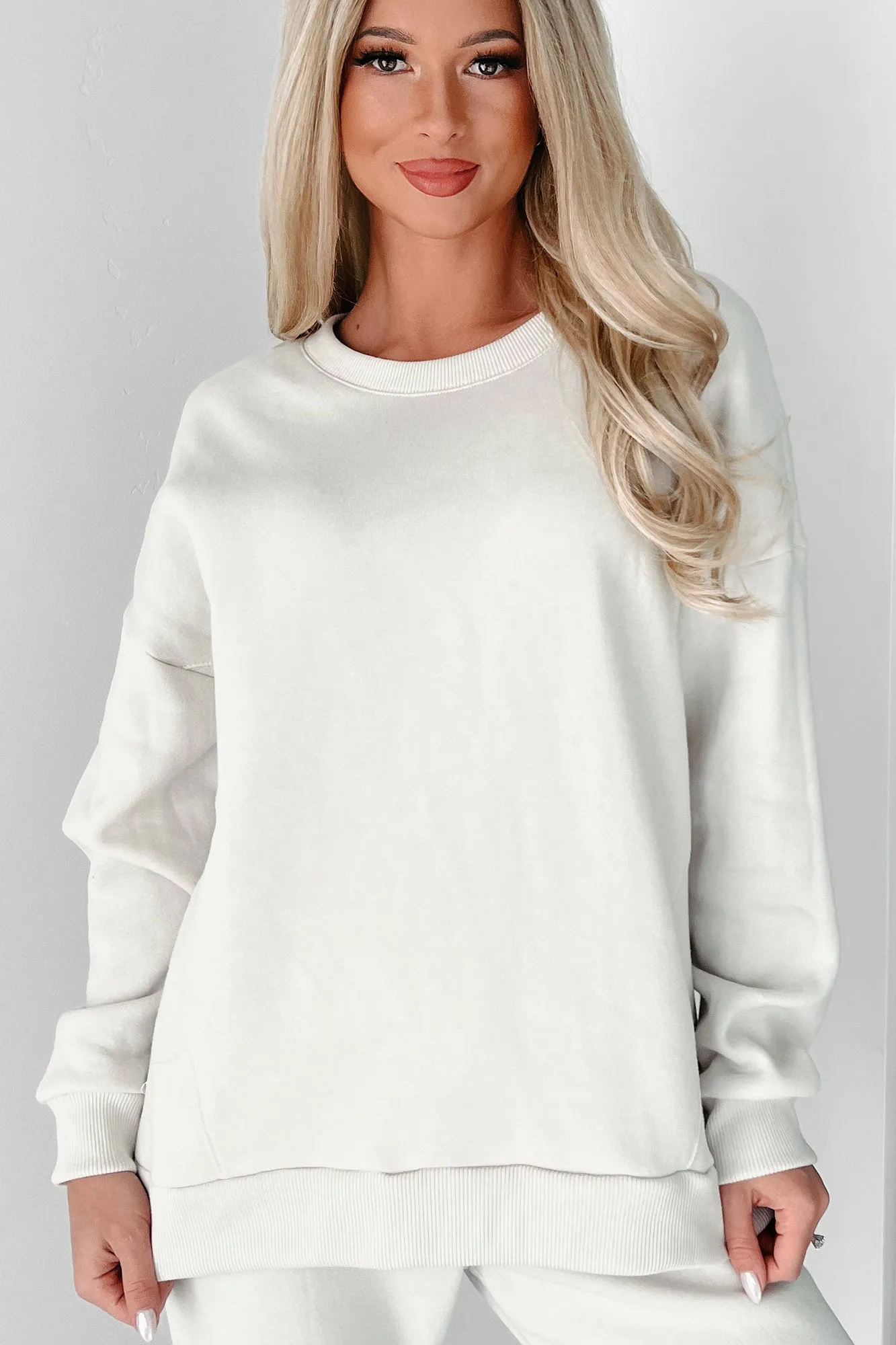Gemütliches Weekend-Übergroßes Fleece-Sweatshirt (Sand)