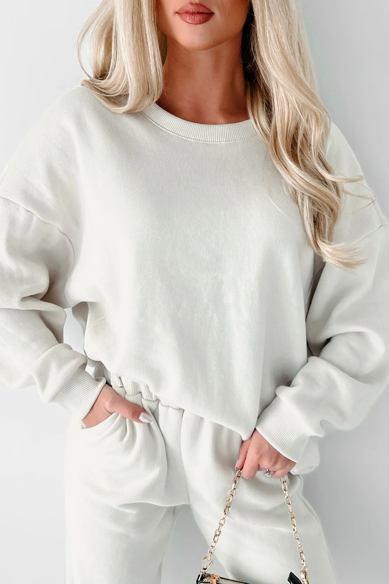 Gemütliches Weekend-Übergroßes Fleece-Sweatshirt (Sand)