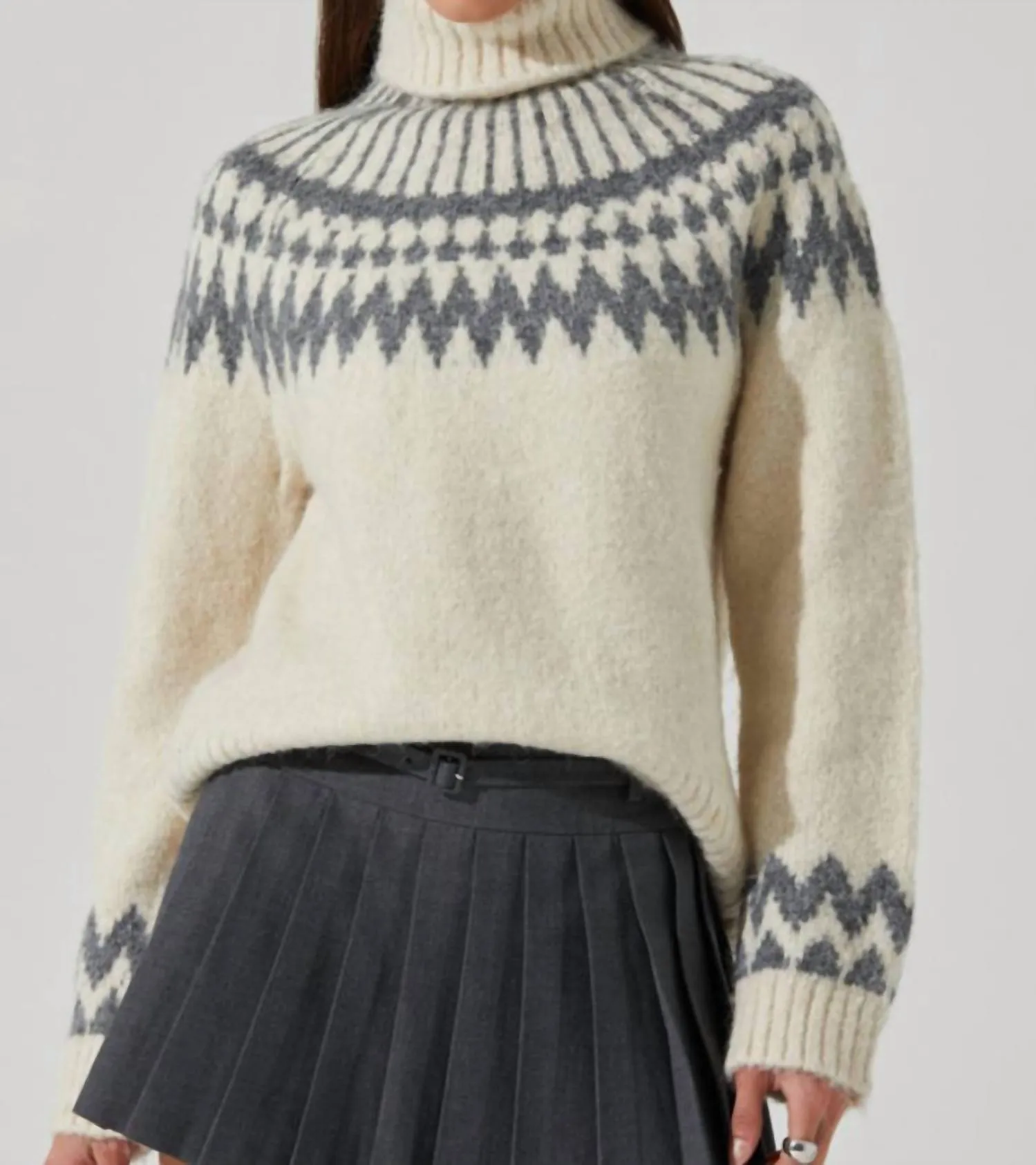 Leka Fairysle Schildkröten-Pullover in Creme