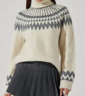 Leka Fairysle Schildkröten-Pullover in Creme