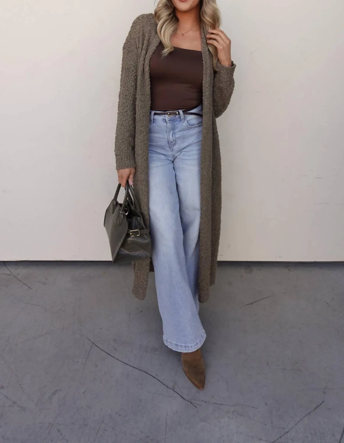 Leichtes Duster-Cardigan in Olive