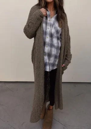 Leichtes Duster-Cardigan in Olive