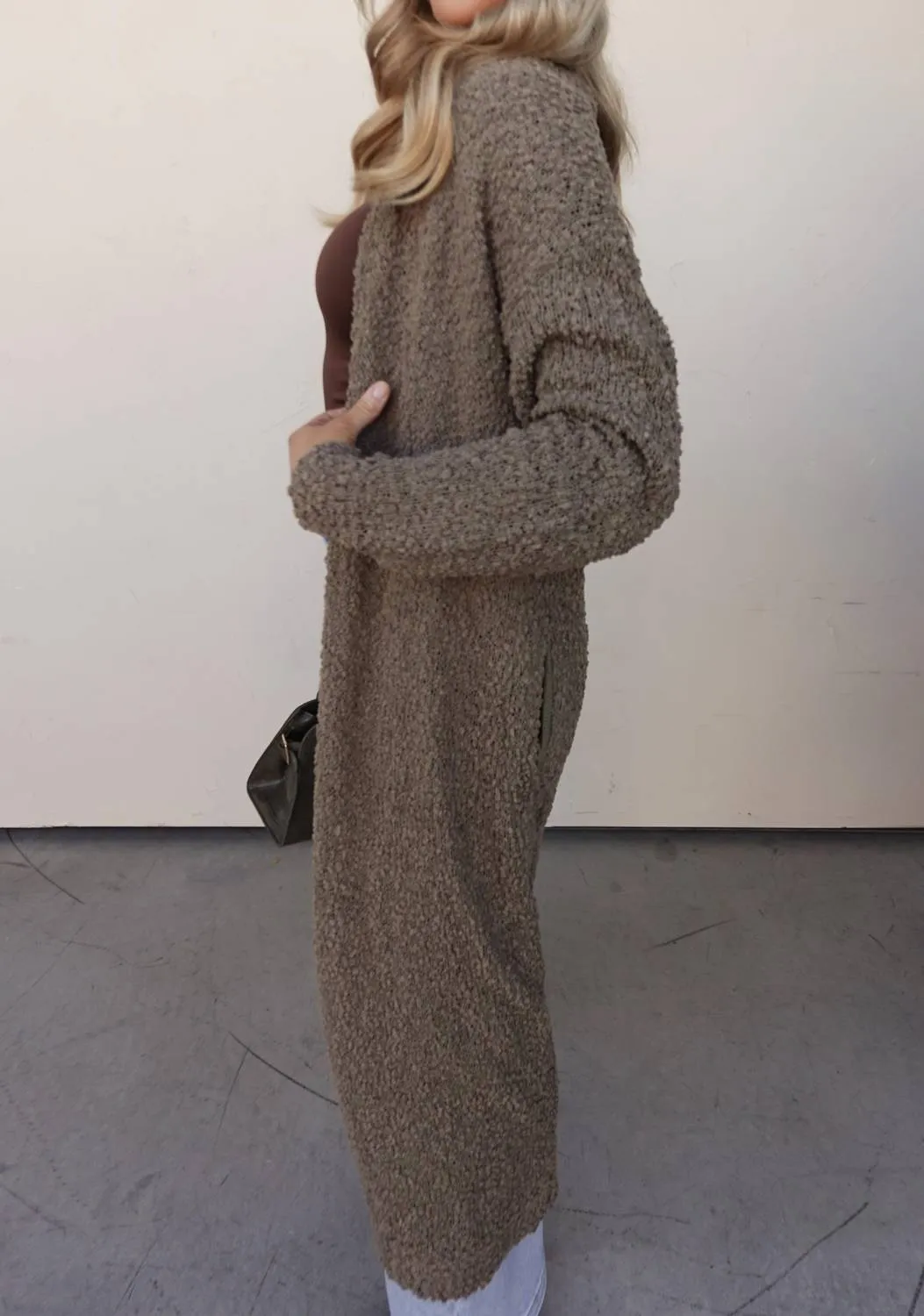 Leichtes Duster-Cardigan in Olive