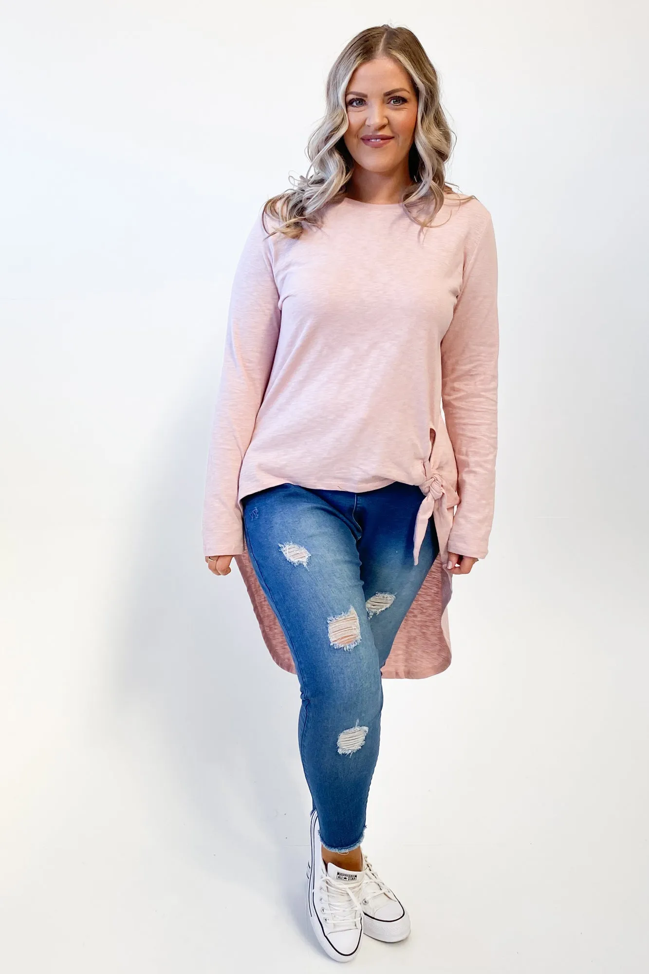 Little White Lie Michelle Tail Ls T-Shirt Pink