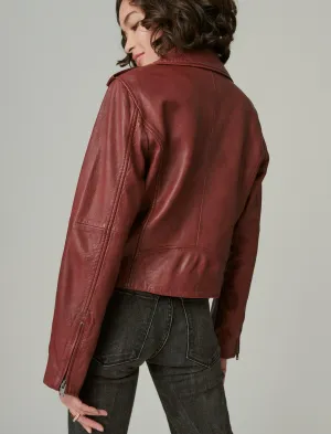 Lucky Brand Klassische Leder-Motorradjacke Kirsche Lucky Brand