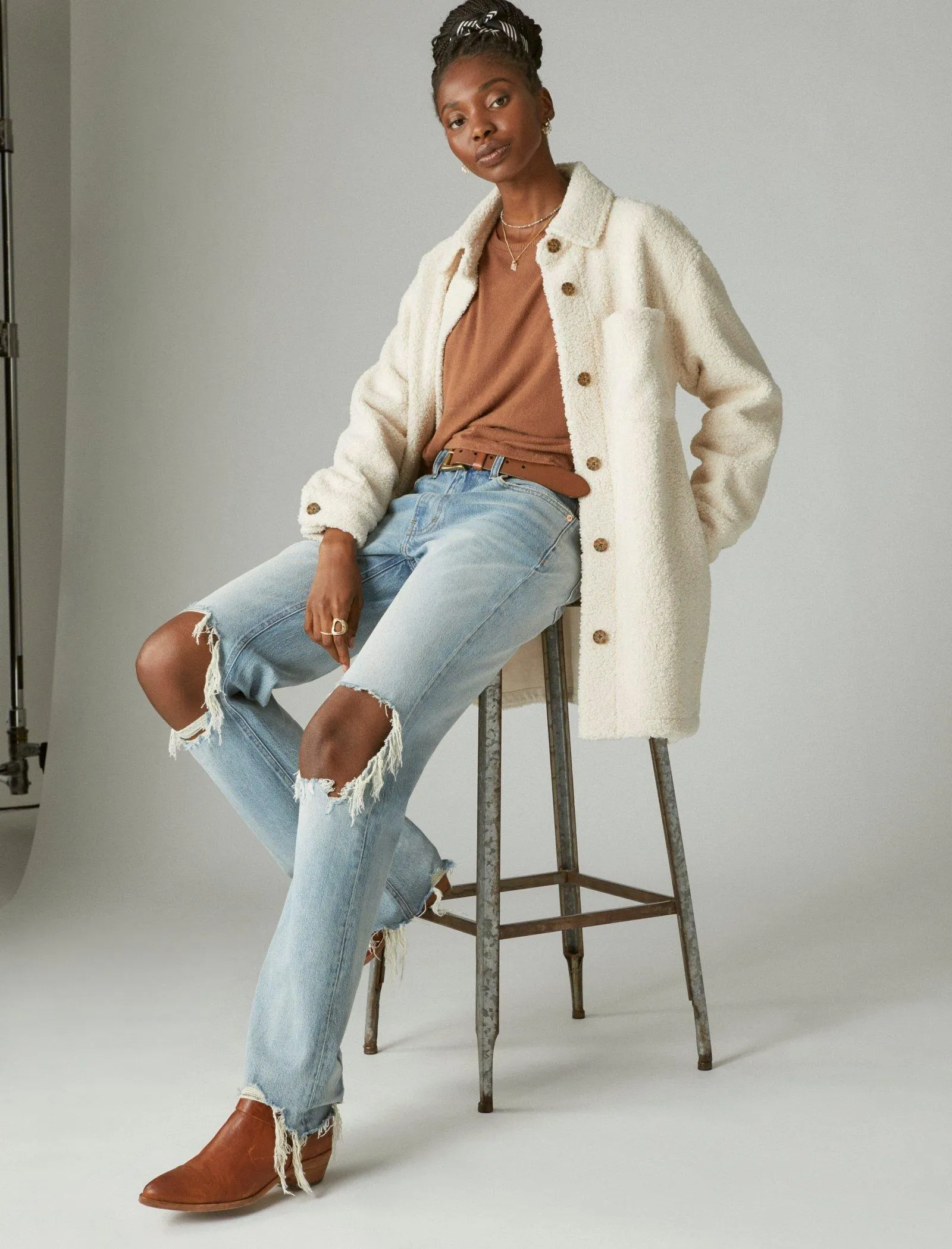 Lucky Brand Kunstpelz-Shirtjacke Natur Lucky Brand