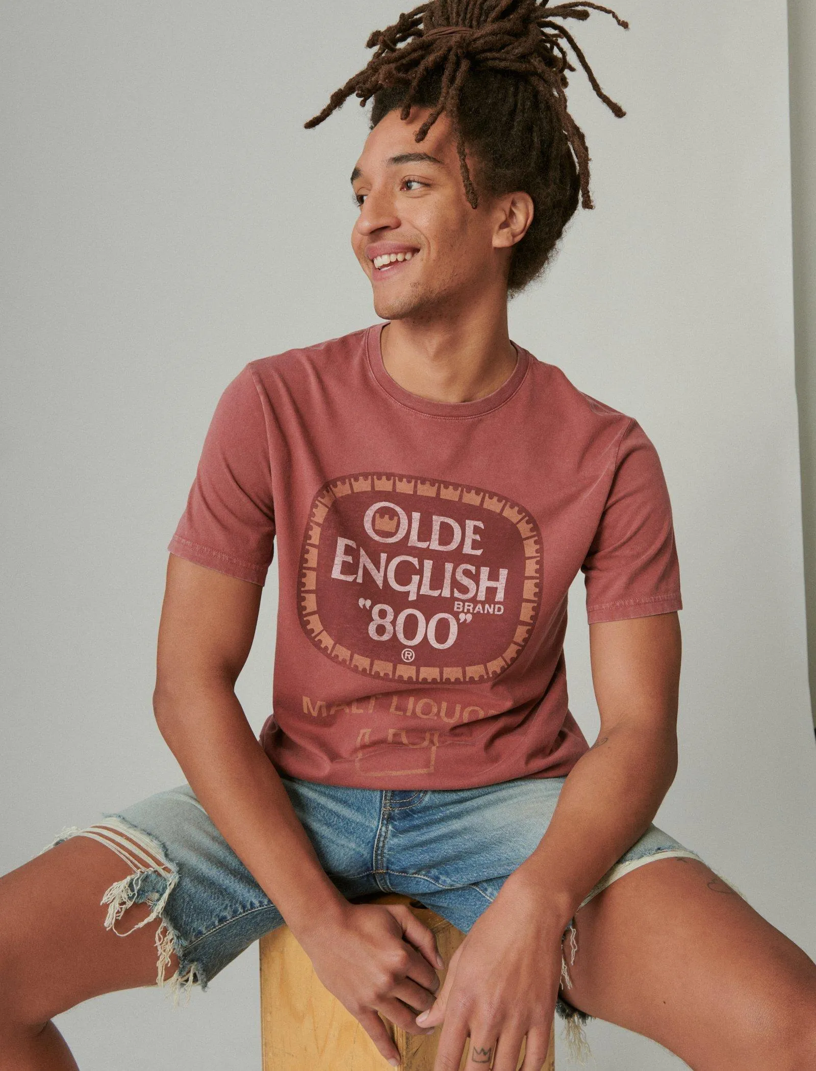 Lucky Brand Old English T-Shirt Gebranntes Rostrot Lucky Brand