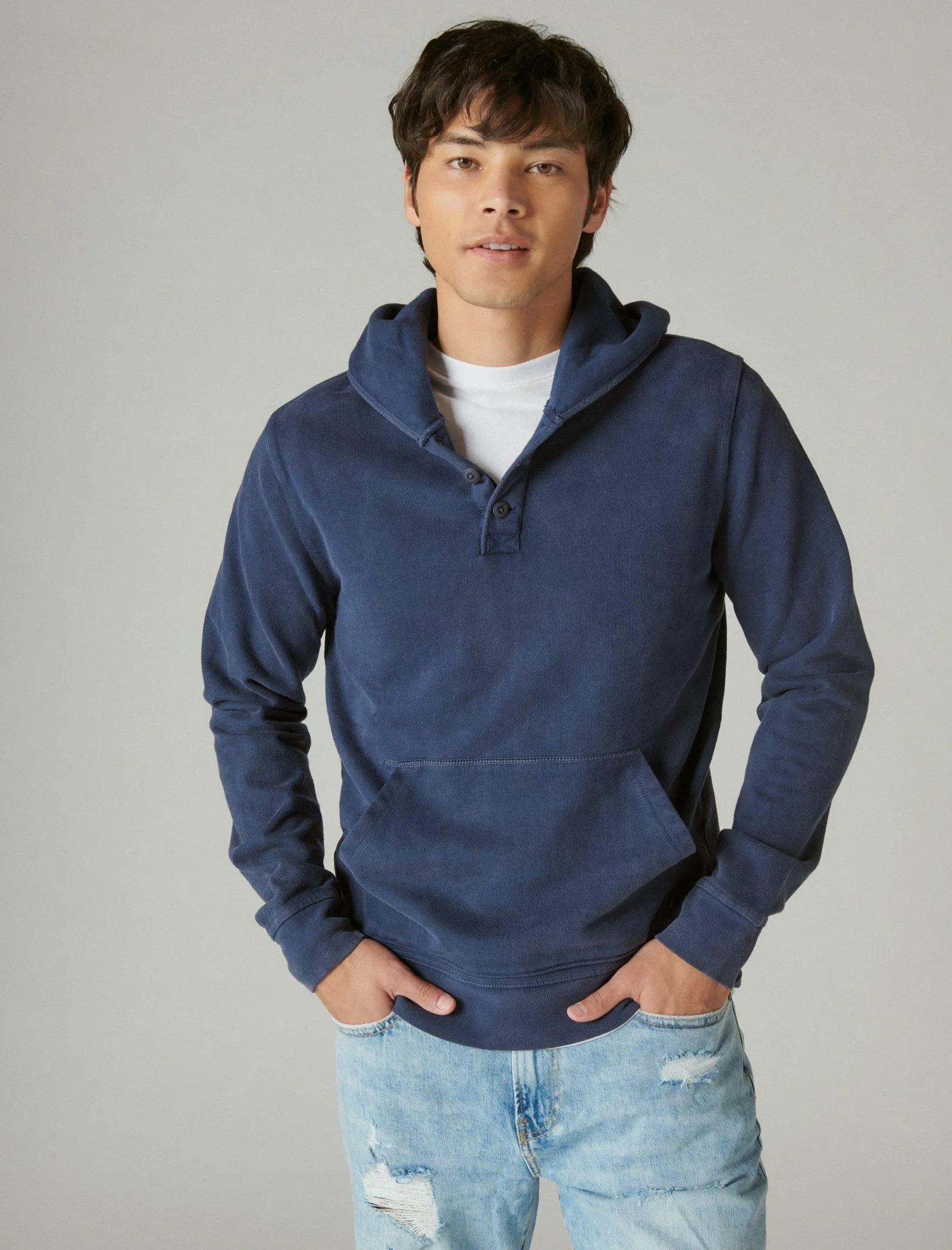 Lucky Brand Sueded Terry Kapuzenpullover Marineblau Blazer Lucky Brand