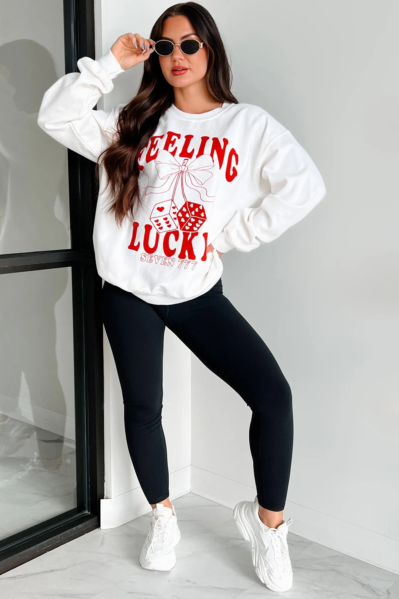 Lucky Sevens Übergroßes Grafik-Sweatshirt (Creme)