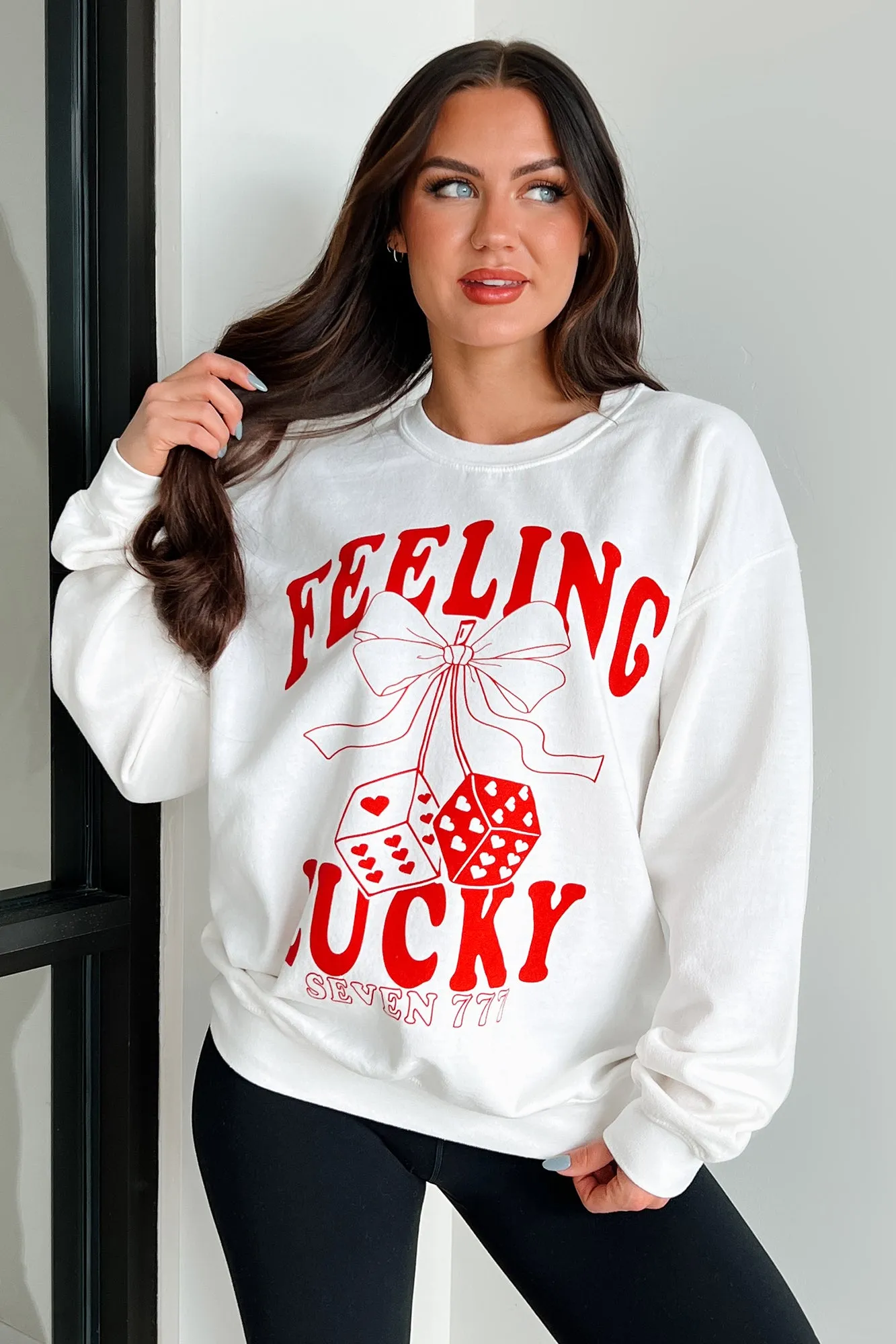 Lucky Sevens Übergroßes Grafik-Sweatshirt (Creme)