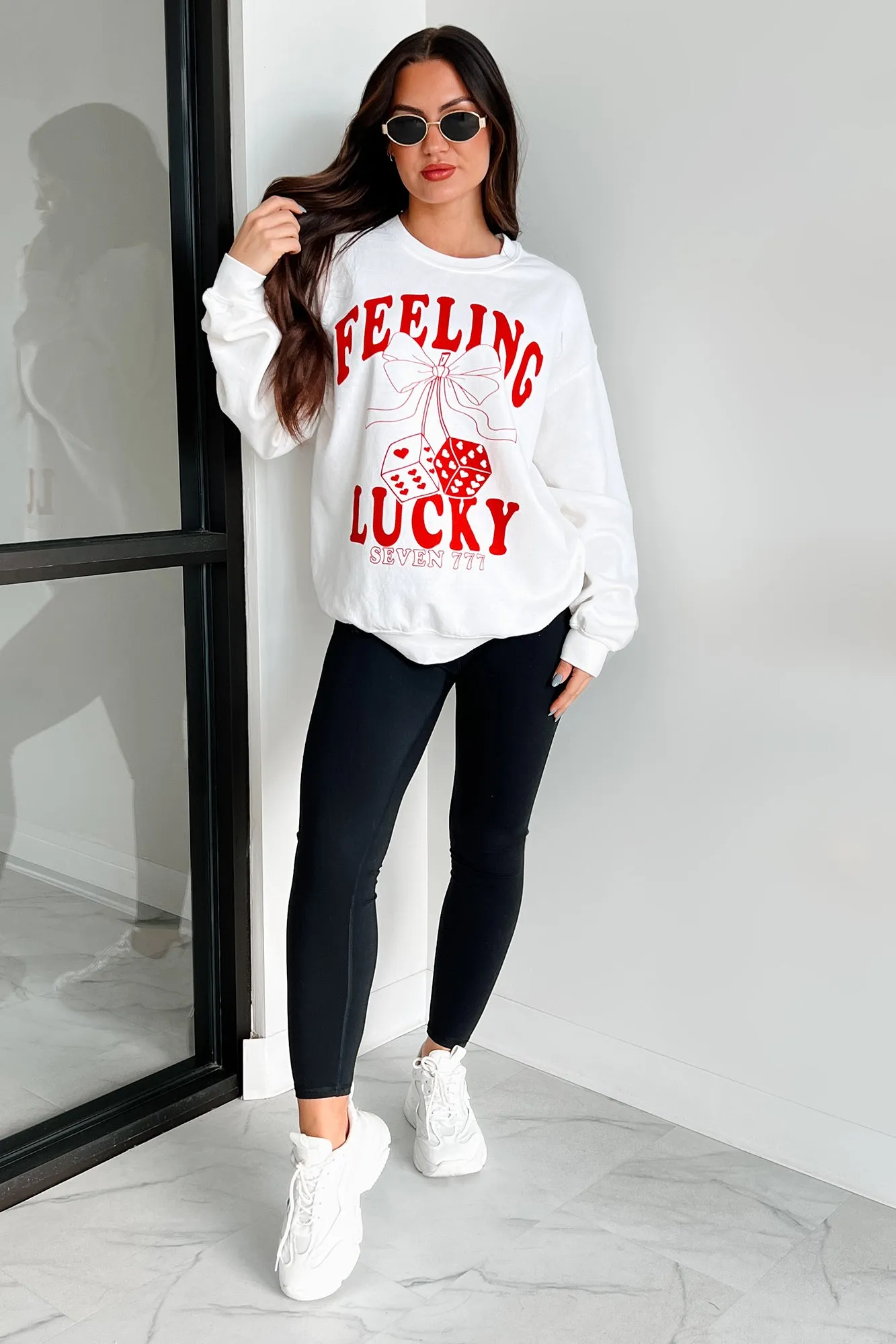 Lucky Sevens Übergroßes Grafik-Sweatshirt (Creme)