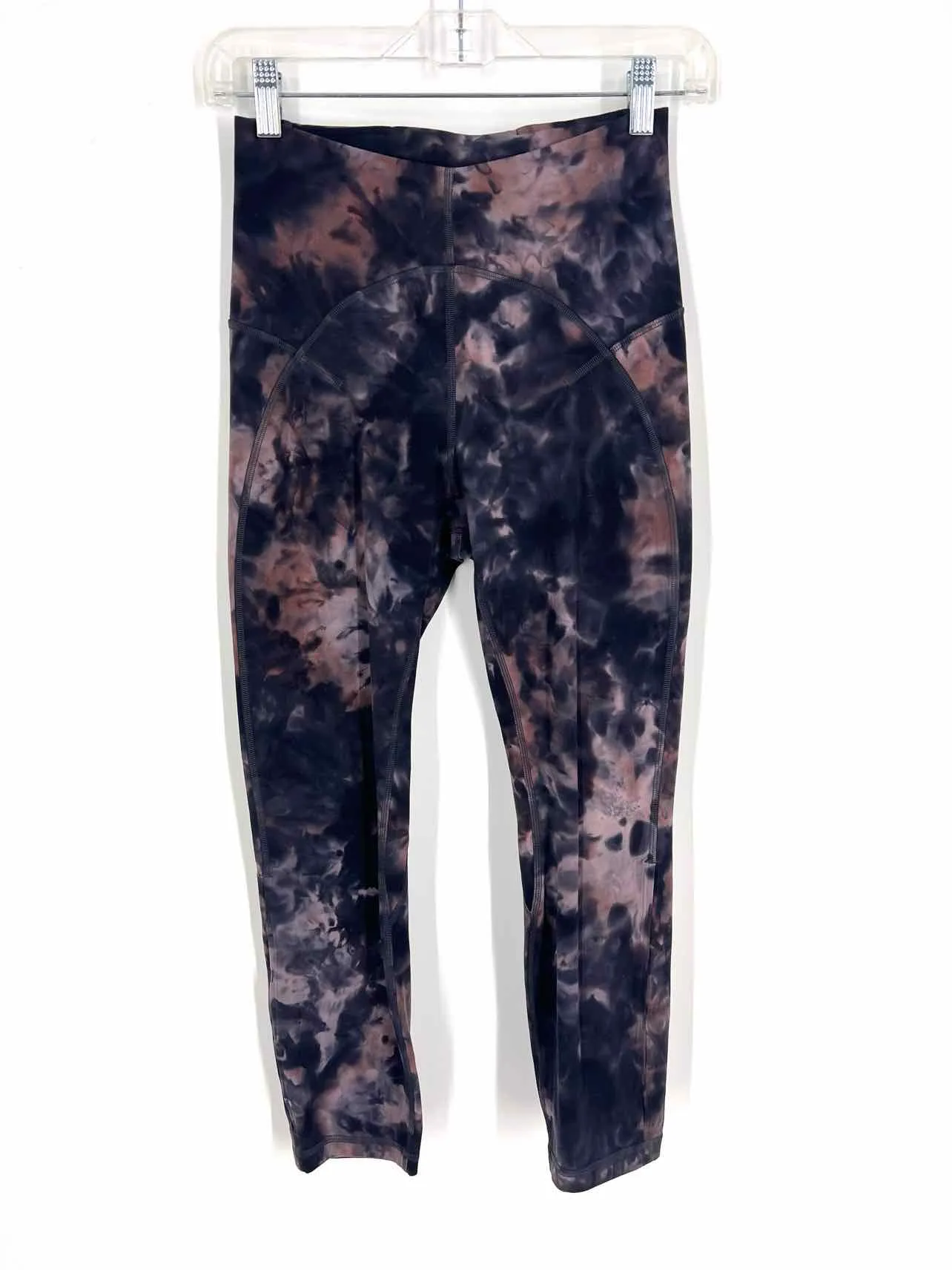 Lululemon Athletica Größe 6 Schwarz/Staubiges Rosa Tie-Dye Leggings - Sportbekleidung