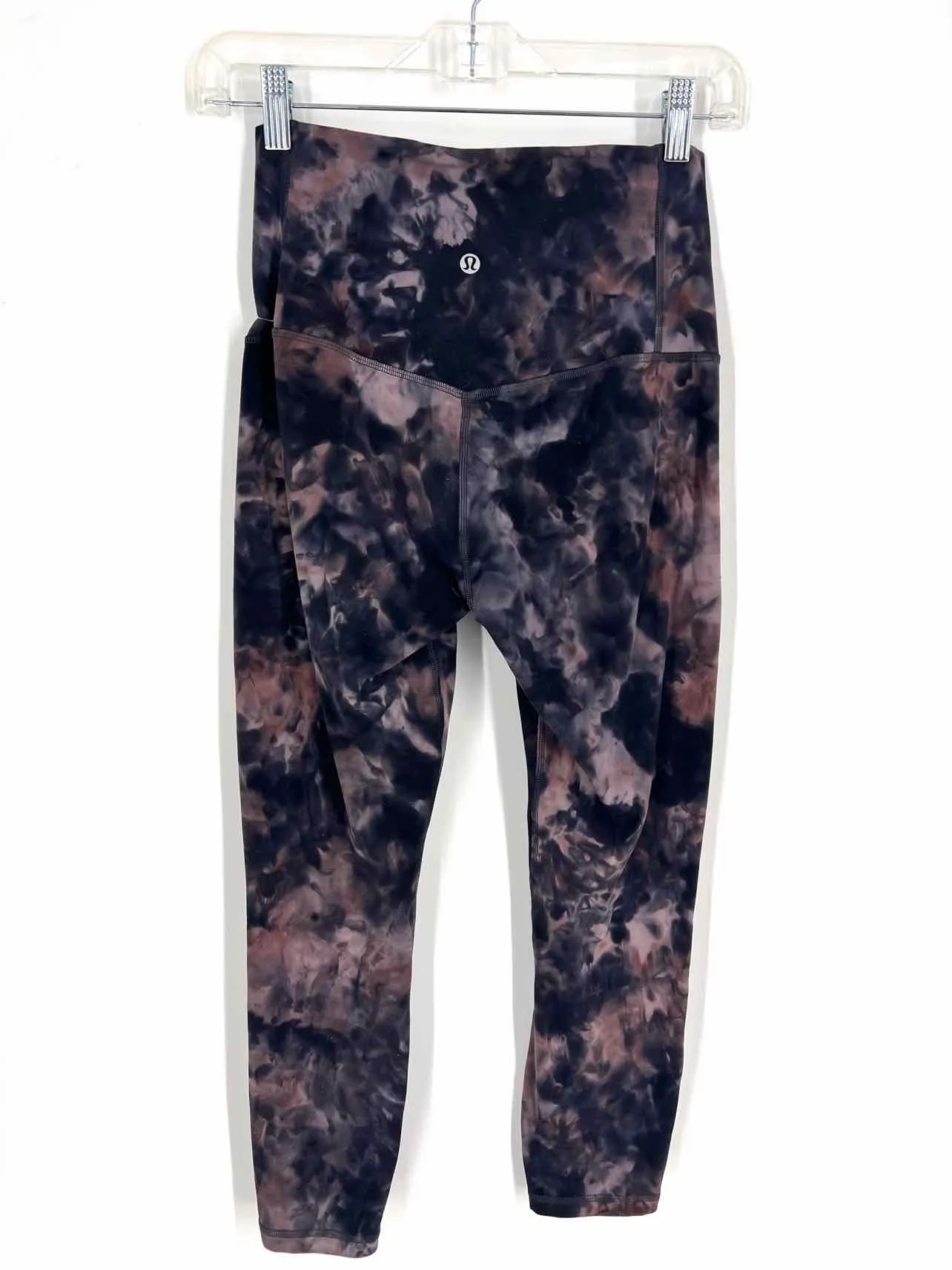 Lululemon Athletica Größe 6 Schwarz/Staubiges Rosa Tie-Dye Leggings - Sportbekleidung