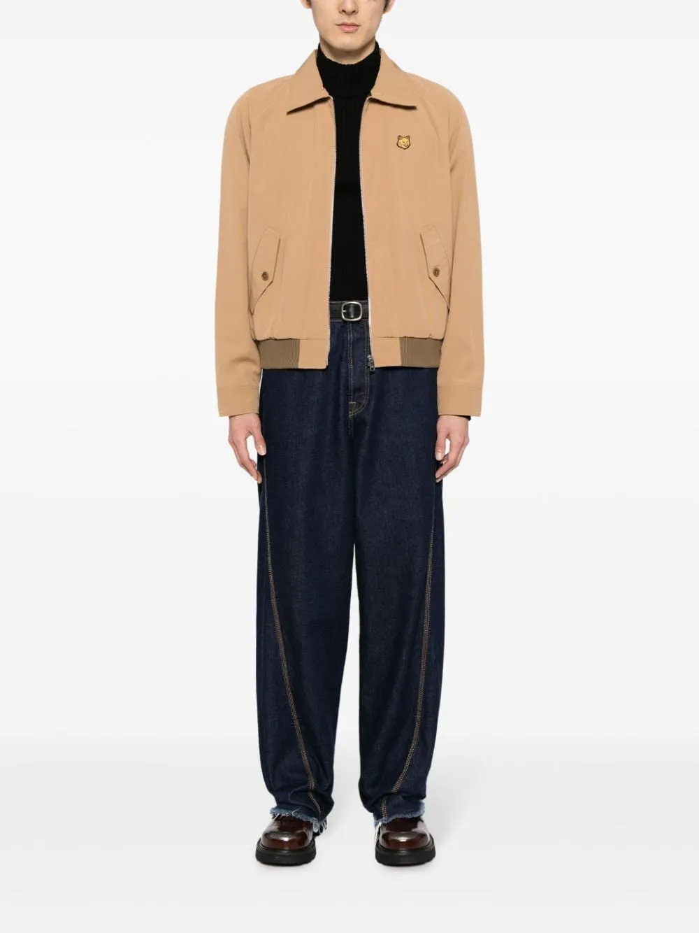 MAISON KITSUNE - Herren Harrington Jacke aus technischer Baumwoll-Gabardine Kleidung_maison-kitsune