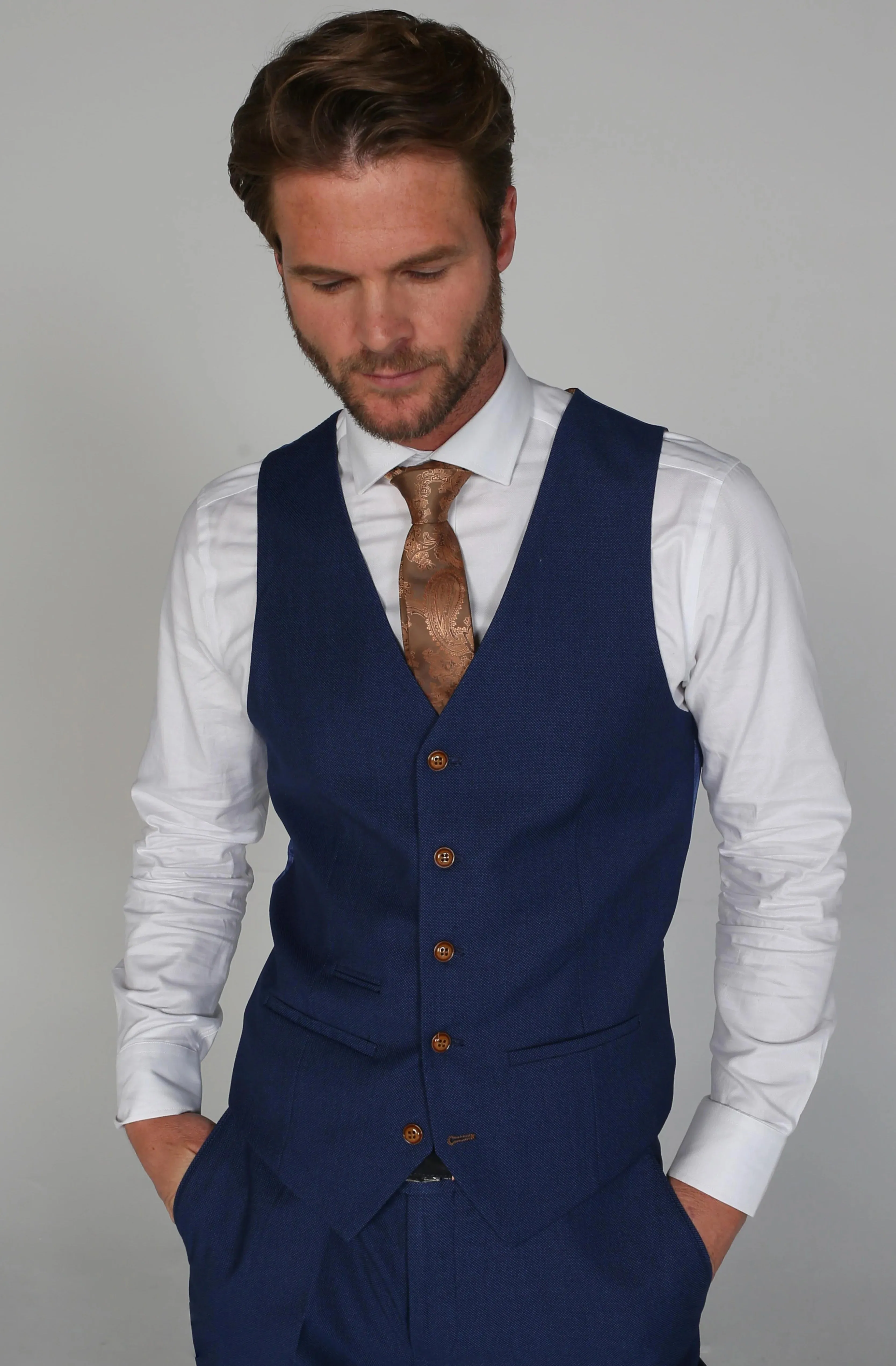 Mayfair Birdseye Blaue Weste Hochzeits- und Ballkleidung