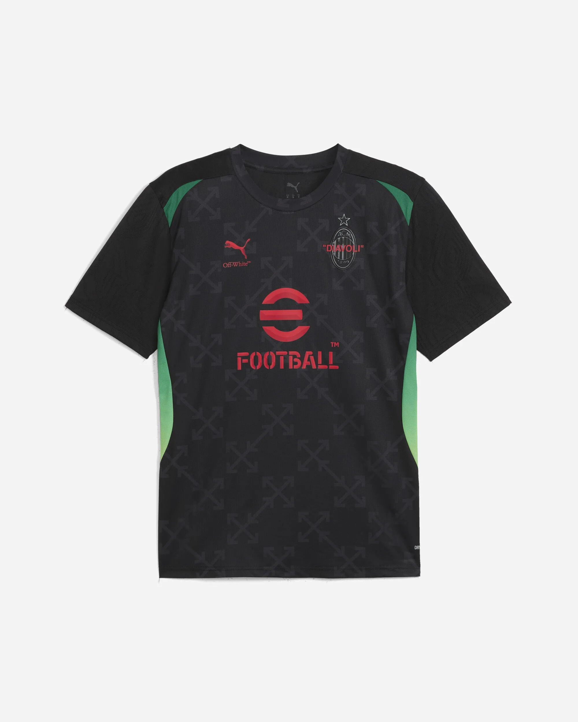 Herren AC Milan x Off-White Vorbereitungstrikot Schwarz / Rot