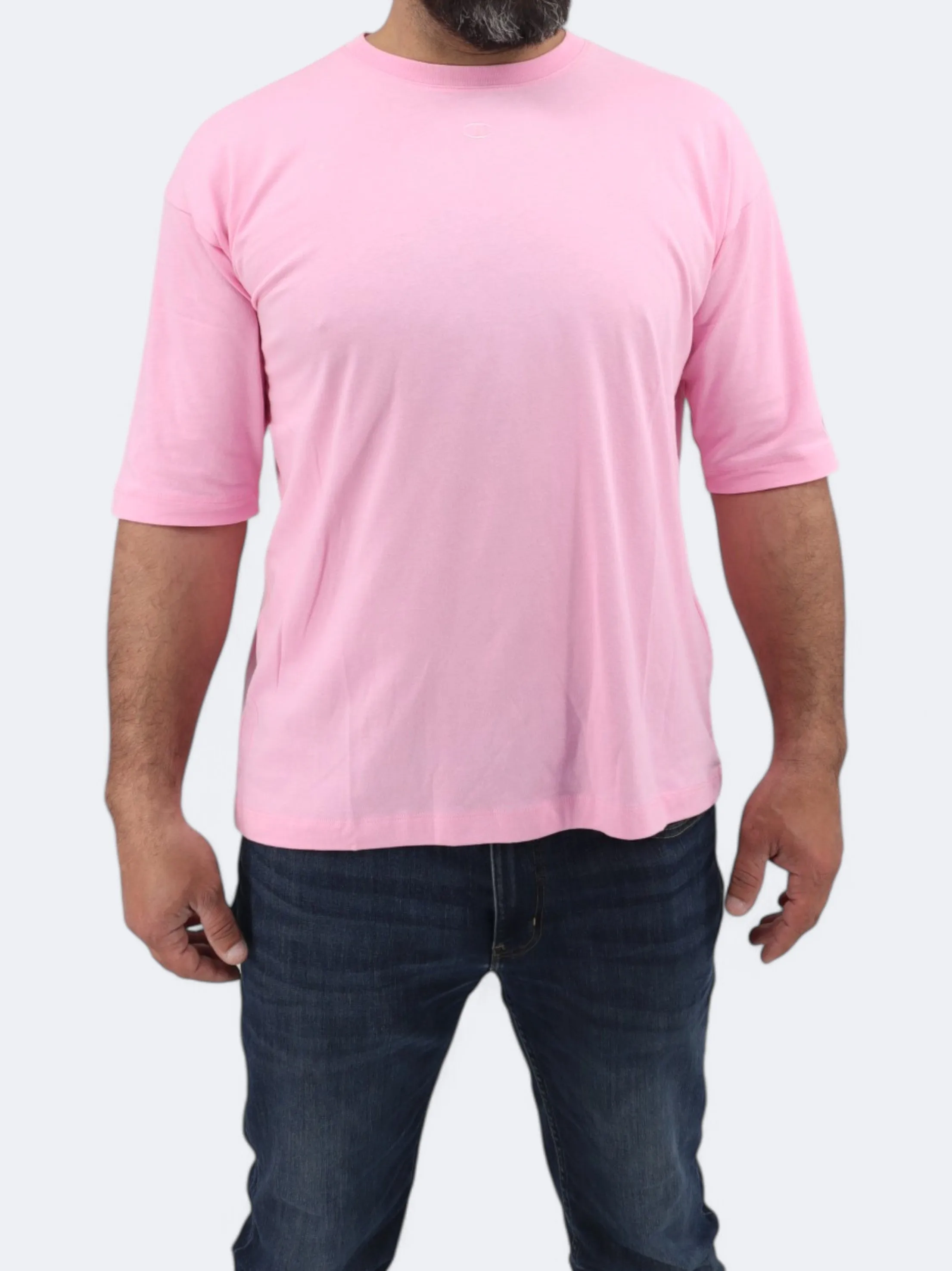Herren T-Shirt mit Markenlogo-Stickerei, Rosa