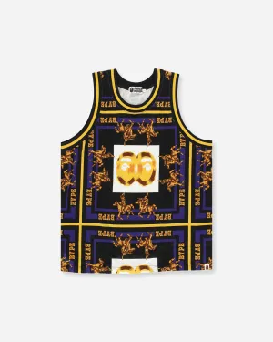 Herren Basketball Top mit Doppeltem Affenkopf Design in Schwarz