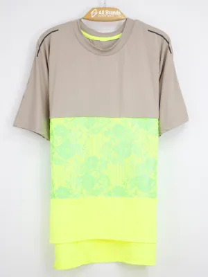 Herren Sport T-Shirt mit Blumenprint, Beige/Hellgrün