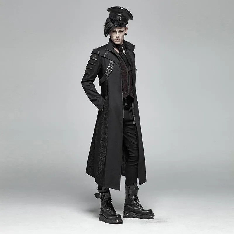 Herren Steampunk Weste mit Frontreißverschluss und Schnürung im Jacquard-Design
