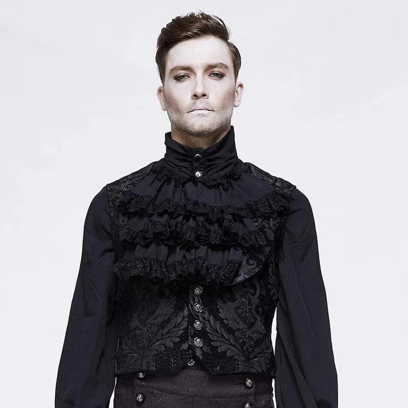 Herren-Gothic-Einreihige-Jacquard-Weste